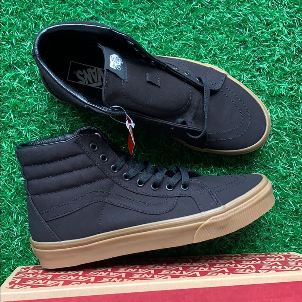 Vans Black and Tan High-Top Sneakers